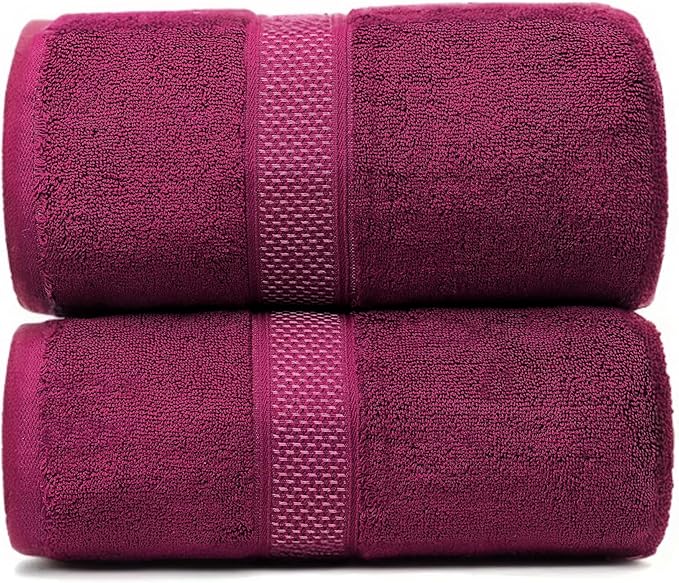 Fluffy Cotton Bath Towels Set650GSM,2-Piece Set, Thickened and Enlarged(31.5x63 inches),Super Absorbent,Soft,Suitable for Hotel, Bathroom, Swimming Pool, SPA,Gift(Dark Red)