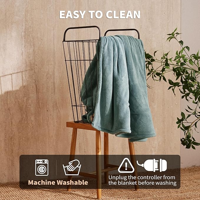 JET'S HOME Heated Blanket 50"x60" - ETL Certified Flannel Electric Blanket Machine Washable Heating Throw with 5 Heating Levels 3 Hours Auto-Off Warm Gift for Family (Blue)