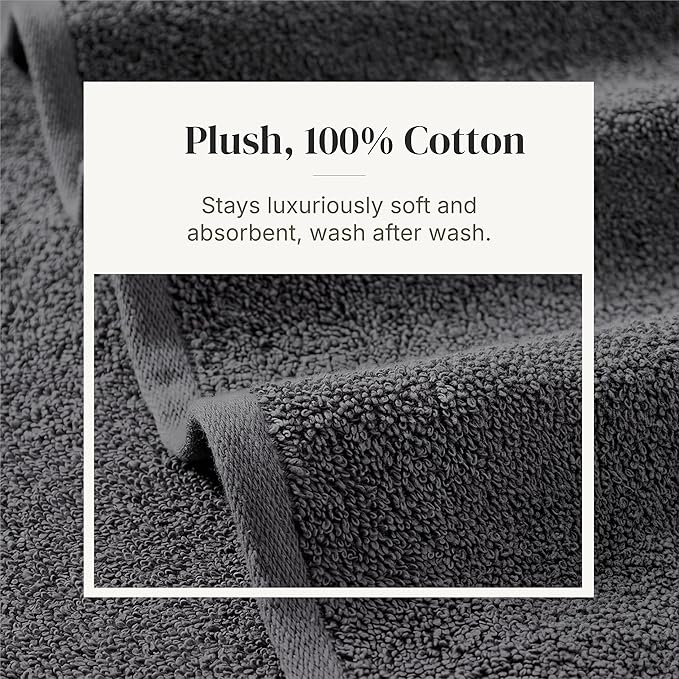 Modern Threads Pax 6-Piece Reversible Yarn Dyed Jacquard Towel Set - Bath Towels, Hand Towels, & Washcloths - Super Absorbent & Quick Dry - 100% Combed Cotton, Coal