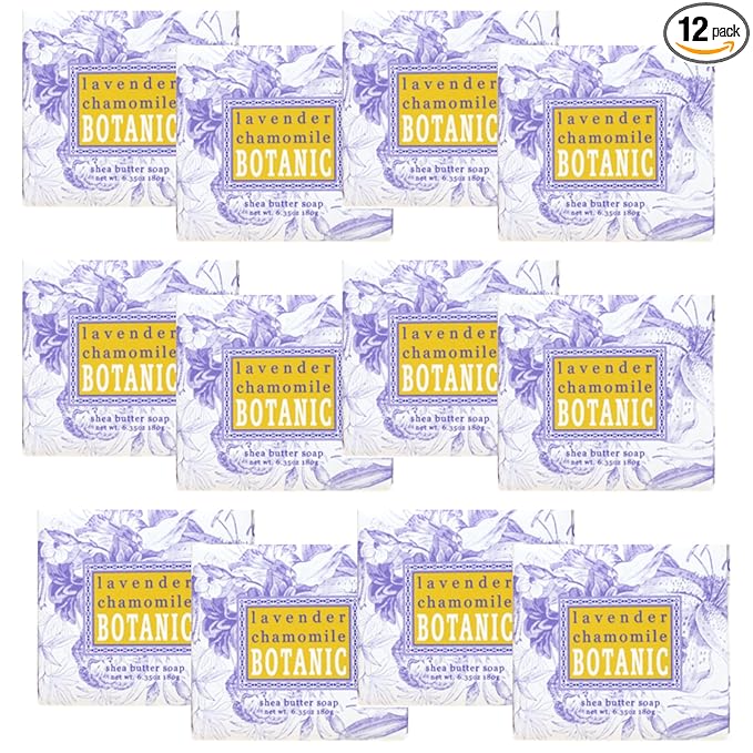 Greenwich Bay Mini Botanical Soap Bars 12 Pack 1.9 oz Each Individually Wrapped Guest Soaps for Airbnb, Spa, Travel, Bath Travel Size Bar Soap Set, Lavender Chamomile Calming Scent