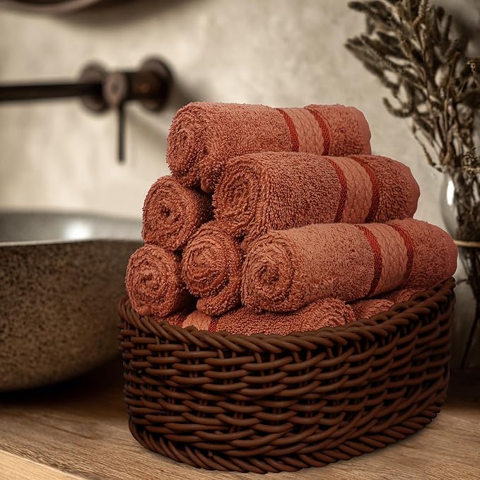 COTTON CRAFT Ultra Soft Washcloths - 12 Pack Luxury Washcloths - 100% Cotton Plush Absorbent 580 GSM Face Towels - Machine Washable Quick Dry Durable Wash Cloth Set - Bathroom Spa Gym Skincare - Mocha