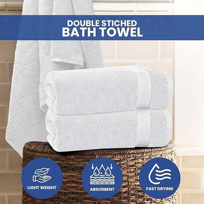 Linteum Textile Supply Luxury Hair Towels 100% Ring Spun Cotton Towel for Women, Men, Kids | 22x44 inches Quick Dry Towels for Hotel, Gym, Beauty, Spa & Salon | Pack of 6 | White | Superior Soft Touch