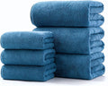 Lumimi Towel Set of 6 Very Soft Microfiber 3 Bath and 3 Hand Towels Quick Dry Light Weight for Bathroom Gym Salon, 6 Pack Blue