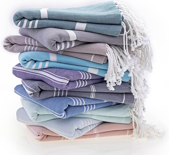 Beach Towel 100% Cotton Turkish Beach Towel Adult 38x70 Inch Pre-washed Absorbent Extra Large|Sand Free Quick Dry BathTowels|Lightweight Blanket|Travel Cruise Camping Spa Gym Yoga Towel|BabyBlue