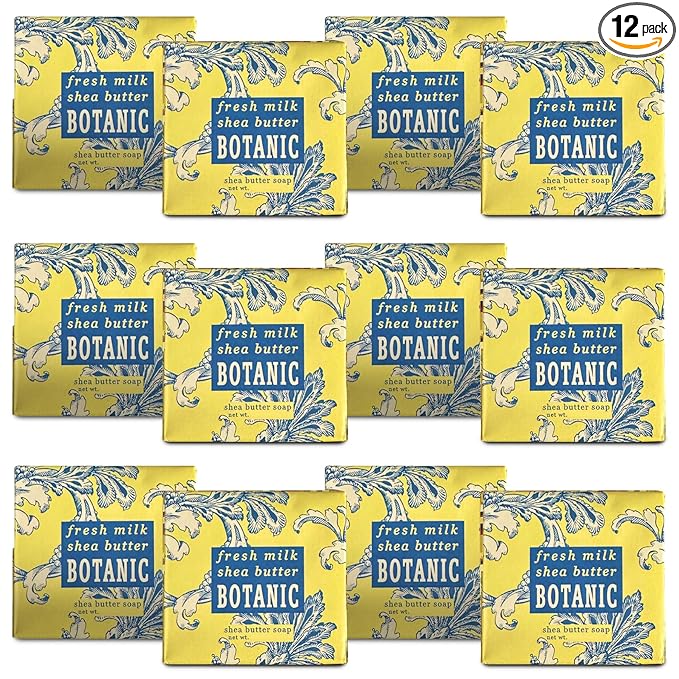 Greenwich Bay Mini Botanical Soap Bars – 12 Pack 1.9 oz Each – Individually Wrapped Guest Soaps for Airbnb, Spa, Travel, Bath – Travel Size Bar Soap Set, Fresh Milk Shea Butter