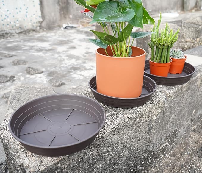 LWALRS Plant Saucer 14 Inch 4 Pack 6 8 10 12 14 16 18 20 25, Plastic Plant Trays for Pots，Extra-Deep Plant Water Dray Tray, Bird Bath Bowl, Heavy Flower Plant Saucers Indoors and Outdoor No Holes
