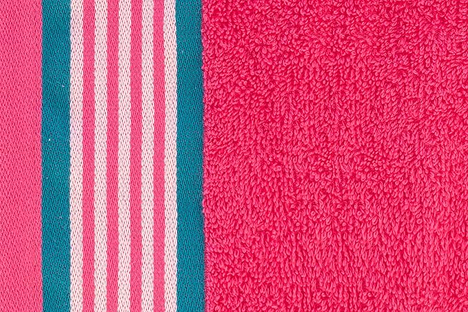 CASA COPENHAGEN He & She 6Pcs 100% Egyptian Cotton Large Designer Towels Gift Set- Cyan - Coral, 550GSM, 2Bath 2Hand 2Washcloths, Bath Towels for Bathroom (Gift Set for Women & Men)