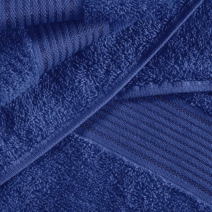 Elvana Home Ultra Soft 6 Pack Cotton Towel Set, Contains 2 Bath Towels 28x55 inch, 2 Hand Towels 16x24 inch & 2 Wash Coths 12x12 inch, Ideal Everyday use, Compact & Lightweight - Navy Blue