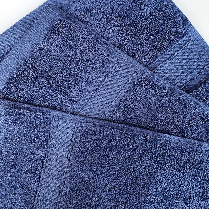 SUPERIOR Egyptian Cotton Pile Bath Sheet Set of 2, Ultra Soft Luxury Towels, Thick Plush Essentials, Absorbent Heavyweight, Guest Bath, Hotel, Spa, Home Bathroom, Shower Basics, Navy Blue