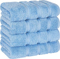 American Soft Linen Luxury Hand Towels for Bathroom, 600 GSM Heawy Weight 16x28 Size 100% Cotton Turkish 4 Piece Hand Face Towel Set, Sky Blue Hand Towels
