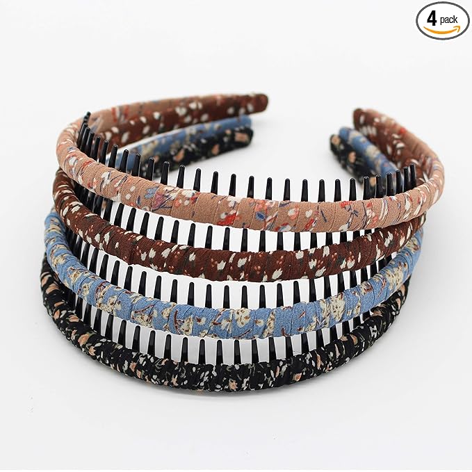 JOBAND Fashion floral teeth Headbands comb Hair Accessories Non-slip Hair bands Soft Comfy Hair Hoop for Women/Girl(4 color)