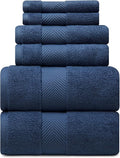 Alusa Home Ultra Soft & Plush Viscose from Bamboo Bath Towels - 700 GSM Luxury Bath Towels - 6 Piece Set - Super Absorbent & Quick Drying (Navy Blue)