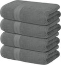 Avalon Towels Grey Bath Towels Set of 4 pcs (27x54 inches), 100% Cotton Towel Absorbent and Quick Dry Grey Towels for Bathroom, Super Soft and Perfect for Daily Use