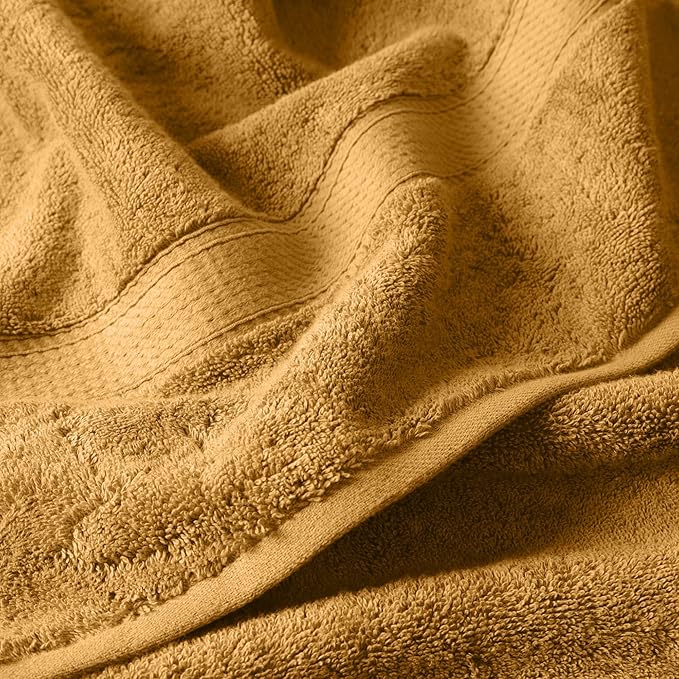 Superior Egyptian Cotton Pile Heavyweight Bath Sheet Set, Oversized Ultra Soft Luxury Towel, Absorbent Heavyweight, Guest Bath, Hotel, Resort, Spa, Pool, Home Bathroom, Shower Basics, Set of 2, Gold