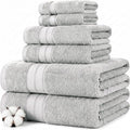 Modern Threads - Spun Loft 6-Piece 100% Combed Cotton Towel Set - Bath Towels, Hand Towels, & Washcloths - Super Absorbent & Quick Dry - 600 GSM - Soft & Plush, Gray