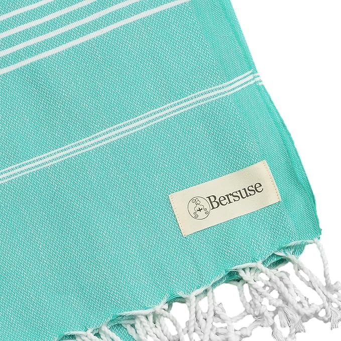 Bersuse Towels Anatolia XL Beach Blanket Throw Blanket Turkish Towel 100% Cotton Extra-Large Quick-Dry Lightweight Premium Peshtemal Towel - 61x82 Inches, Mint Green (Set of 6)