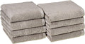 Amazon Basics 100% Cotton Lightweight Quick-Dry Hand Towel, 28" x 16", Platinum, 8-Pack