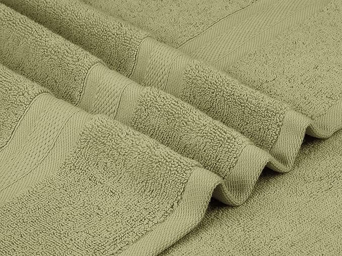 Towel and Linen Mart 4 Pieces Bath Towel Sets - Sage Green - 2 ply Low Twist Luxurious,Quick Dry, Extra Absorbent, 100% Ring Spun Cotton 600 GSM (27 x 54, Pack of 4)