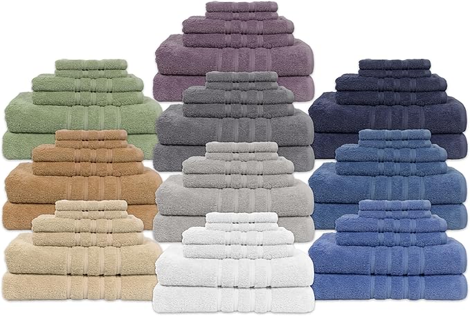 MyPillow Designer MyTowels 6 Piece Towel Set - 100% Shirpur Cotton Soft Absorbent Towels for Bathroom, 2 Bath Towels, 2 Hand Towels, 2 Washcloths [Designer MyTowels 6-Piece Set, Denim Blue]