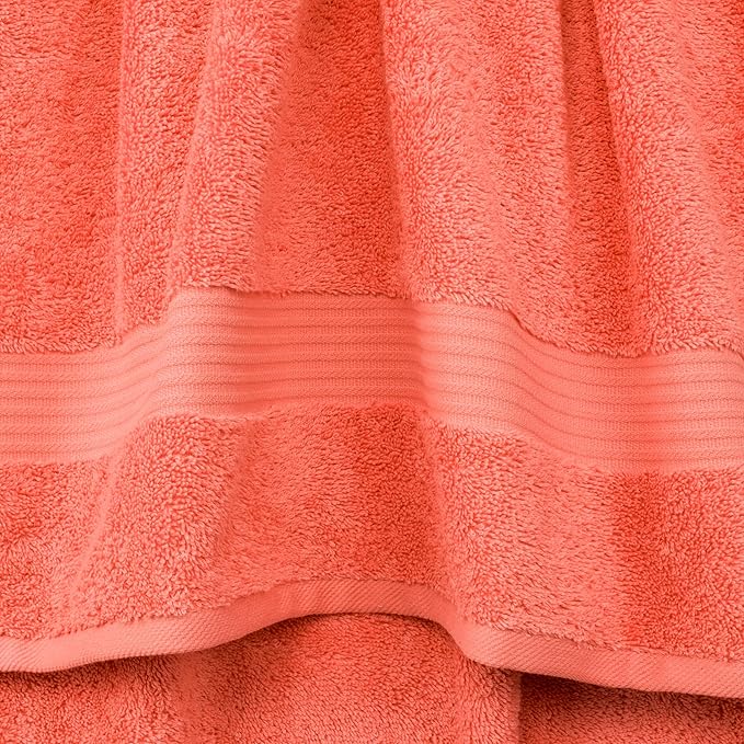 Cotton Paradise 100% Cotton Turkish Washcloth Set for Bathroom, 4 Piece Soft Absorbent Small Towels Wash Rags, Coral