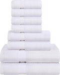 Towel and Linen Mart White Towel Sets, 2 Bath Towels 2 Hand Towels and 4 Washcloths 2 Ply Low Twist 600 GSM Ring Spun Highly Absorbent for Bathroom Hotel Shower Towel (8 Pack)