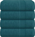 Belizzi Home 4 Pack Bath Towel Set 27x54, 100% Ring Spun Cotton, Ultra Soft Highly Absorbent Machine Washable Hotel Spa Quality Bath Towels for Bathroom, 4 Bath Towels Teal