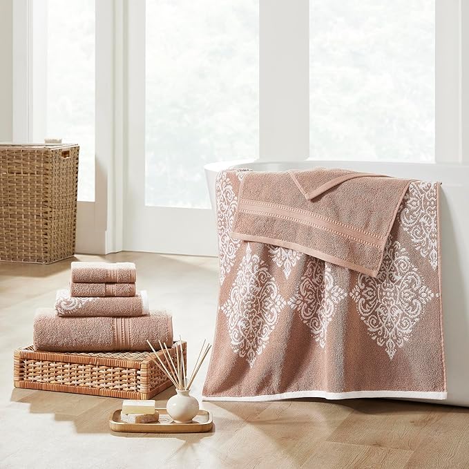 Modern Threads 6 Piece Reversible Yarn Dyed Jacquard Towel Set Artesia Damask Tuscany