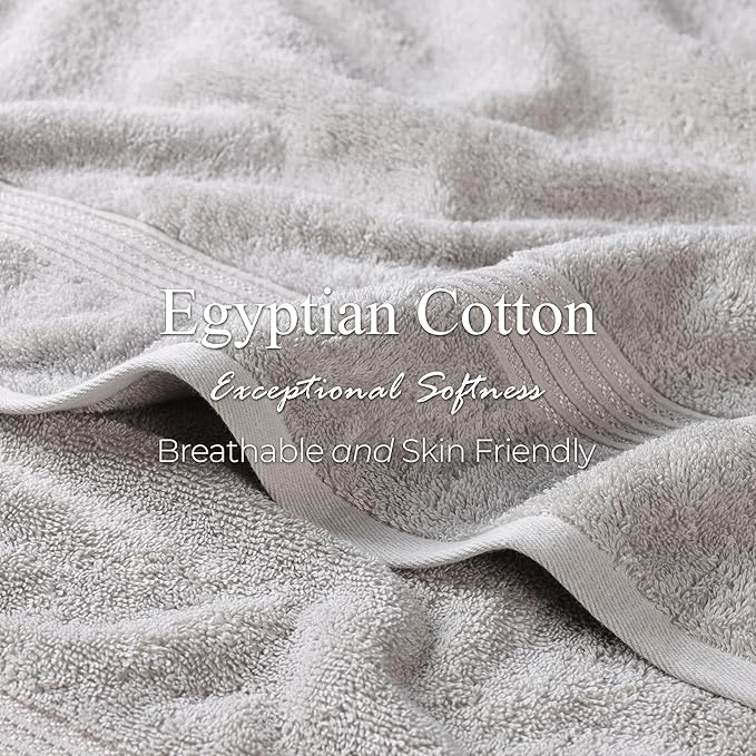 Superior Egyptian Cotton 2-Piece Bath Sheet Towel Set, Oversized Body Towels For Adults And Kids, Large Towel For Bath, Shower, Guest Bathroom, Spa, Gym, Resort, Essentials, Airbnb, Silver