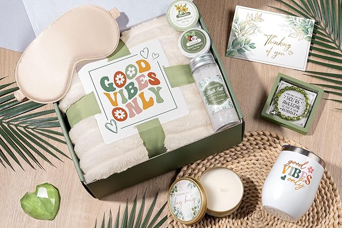 Mothers Day Birthday Gifts for Women Self Care Gift, Get Well Soon Gift Baskets Relaxing Spa Care Package for Women with Blanket, Unique Gift Baskets for Mom Her Wife Girlfriend Friend Sister Teacher