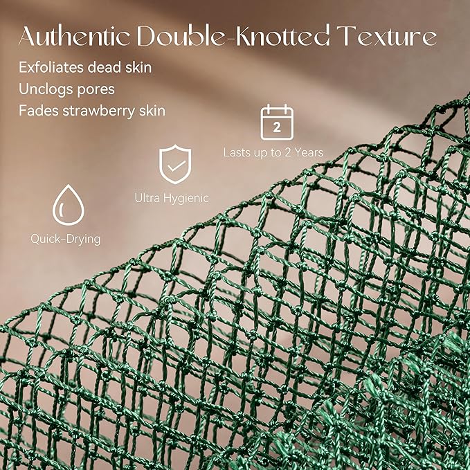 CORATED African Net Sponge Authentic, Shower Loofah Exfoliating Bath Net Sponge with Knots, Body Scrubber for Women and Men Daily Use Body Care, Travel Portable Bath Accessories for Bathroom