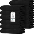 Commercial Bulk Pack of 12 Large Bath Towels – 100% Cotton Terry 24" x 50" – Ideal for Hotels, Salons, Gyms, Spas & Institutional Use – Black