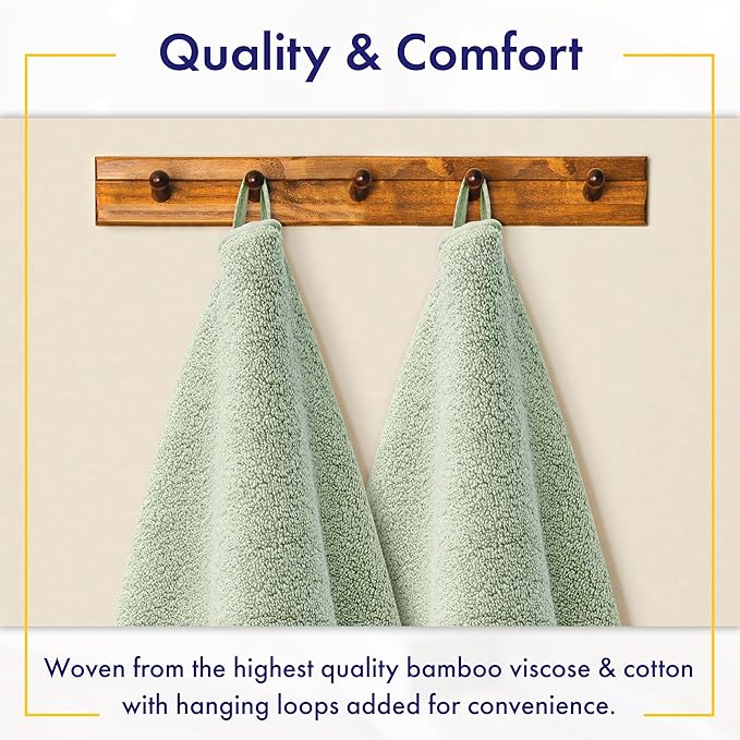 Alusa Home Ultra Soft & Plush Viscose from Bamboo Bath Towels - 700 GSM Luxury Bath Towels - 6 Piece Set - Super Absorbent & Quick Drying (Eucalyptus Green)