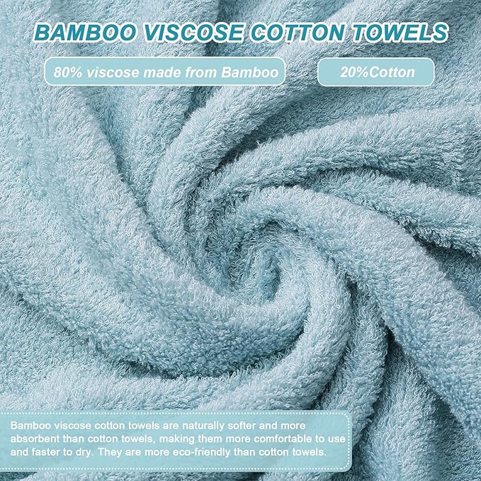Aibaser Bath Towels, 27x54inch - Natural, Ultra Absorbent Towels for Bathroom, Travel, Gym, Shower and Spa (6 Piece Set) (Blue)