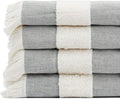 Lightweight Turkish Beach Towel - 100% BCI Cotton, Unbleached Raw Fringe, Oeko-TEX Certified, Absorbent, Eco-Friendly, 36x66”, Black & Natural Stripes, Portable Sarong Blanket for Pool, Travel
