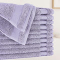 BIOWEAVES 100% Organic Cotton 700 GSM Plush Premium Washcloths 13" x 13" GOTS Certified, Face Towels Perfect for Home & Bathroom - Lavender, Pack of 12