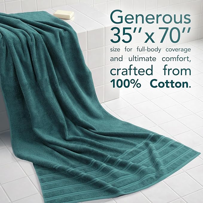 American Soft Linen 35x70 Jumbo Large Bath Towel, 600 GSM 100% Cotton Turkish Bath Sheet, Oversized Luxury Bath Towel for Bathroom Beach and Pool, Teal