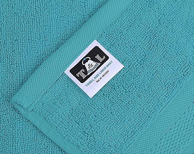 Towel and Linen Mart 4 Pieces Bath Towel Sets - Teal - 2 ply Low Twist Luxurious,Quick Dry, Extra Absorbent, 100% Ring Spun Cotton 600 GSM (27 x 54, Pack of 4)