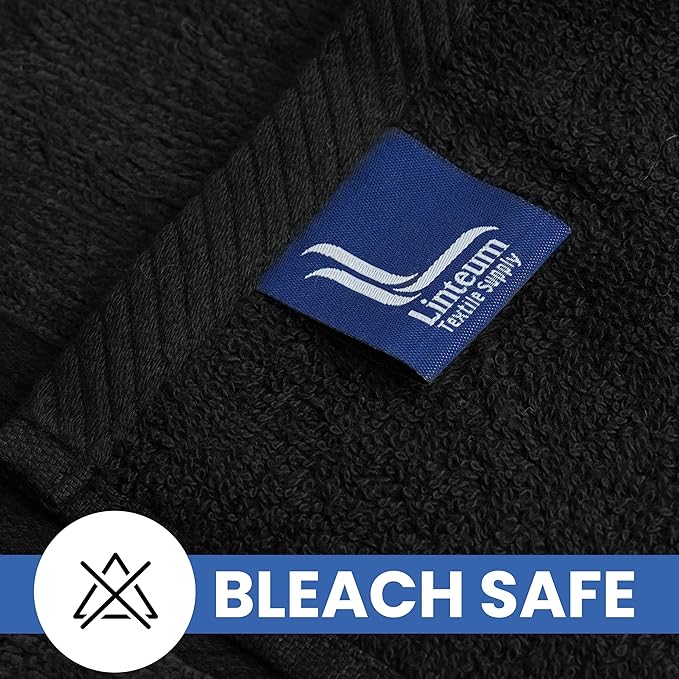 Linteum Textile Supply Luxury Hair Towels 100% Ring Spun Cotton Bleach Proof Hair Towel for Women, Men, Kids | 20x40 inches Quick Dry Towels for Gym, Beauty, Spa, Salon | Pack of 6 | Black