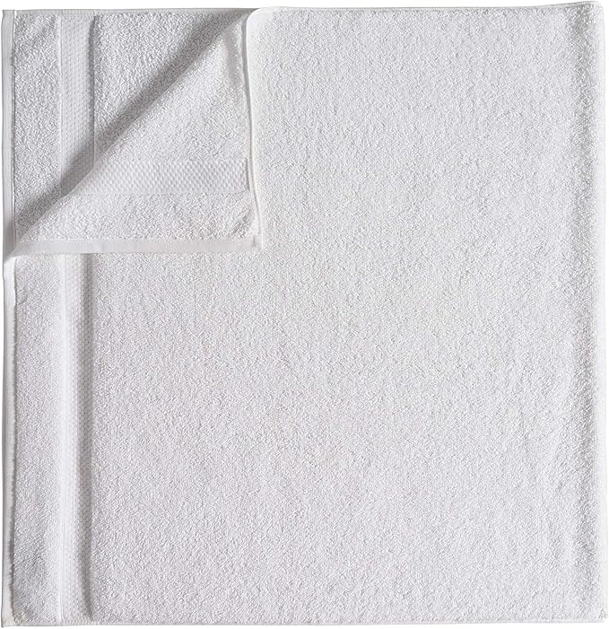 Amazon Basics 6-Pack Bath Towels, 100% Ring Spun Cotton, 600 GSM, Lightweight and Highly Absorbent, Quick Drying, Hotel Quality, 27 x 54 inches, White