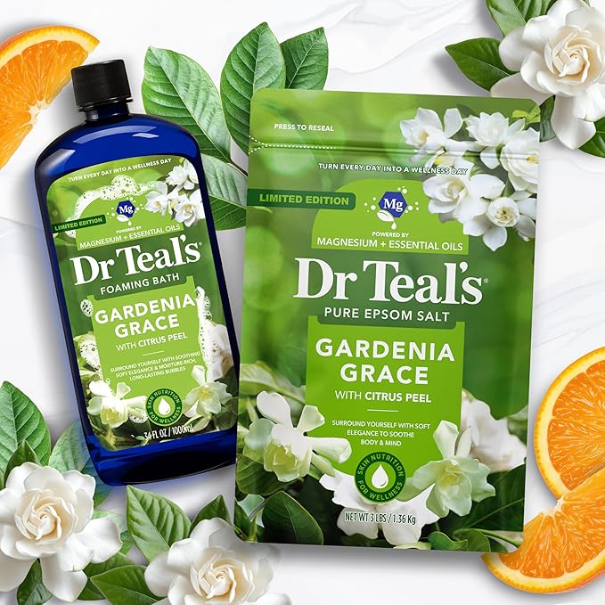 Dr Teal's Epsom Salt Magnesium Soak, Gardenia Grace, 3 lbs (Pack of 2)