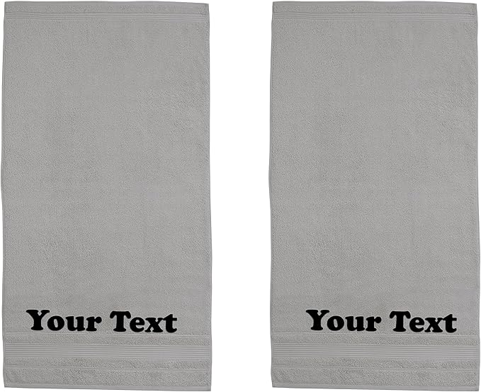 Personalize Your Towels with Custom Embroidery: Names, Monograms, and Initials. Perfect for Bathroom, Spa, Gym, Shower, Kids, Adults, Pool, Travel, Gifts, 2-Piece Bath Towels Set - Grey