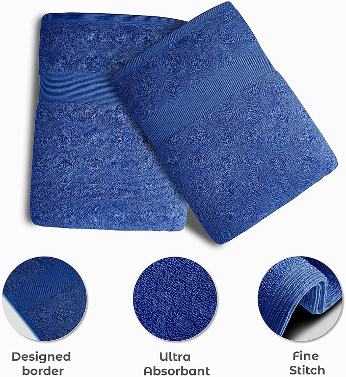 Softolle Luxury Bath Towels Set of 4 (27” x 54”) | Towels for Bathroom | Super Soft | Highly Absorbent Towels for Home, Spa, Gym (Royal Blue)