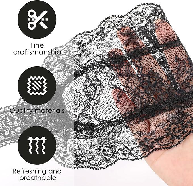 FRESHME Lace Sleeping Eye Mask - Adjustable Blackout Sleep Masks Black Floral Embroidery Comfortable Blindfold Eyes Cover wiht Lace Border for Women Adults Couples Night Time Gift