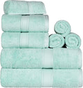 SUPERIOR Egyptian Cotton Pile 8 Piece Towel Set, Includes 2 Bath, 2 Hand, 4 Face Towels/Washcloths, Ultra Soft Luxury Towels, Thick Plush Essentials, Guest Bath, Spa, Hotel Bathroom, Sea Foam
