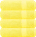GLAMBURG Premium Cotton 4 Pack Bath Towel Set - 100% Pure Cotton - 4 Bath Towels 27x54 - Ideal for Everyday use - Ultra Soft & Highly Absorbent - Yellow