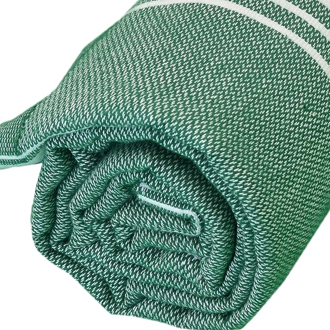 Bersuse Towels Anatolia XL Beach Blanket Throw Blanket Turkish Towel 100% Cotton Extra-Large Quick-Dry Lightweight Premium Peshtemal Towel - 61x82 Inches, Forest Green (Set of 6)