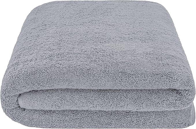 American Soft Linen 100% Cotton 600 GSM Turkish 40x80 Oversized Bath Towel Sheet, Extra Large Adult Towels for Bathroom, Light Grey Bath Sheet