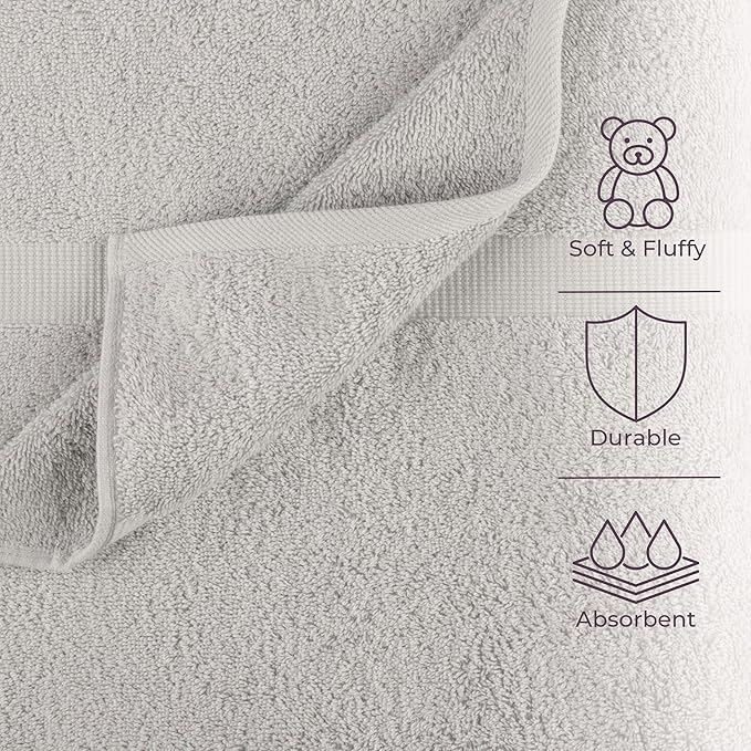 Lavish Home 6 Piece Towel Set - 550 GSM 100% Cotton Bathroom Accessories - 2 Bath Sheets, 2 Hand Towels, and 2 Wash Cloths - Soft and Absorbent Bathroom Set for Shower, Gym, Dorm, and Spa (Gray)