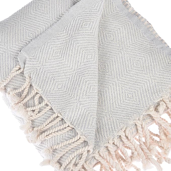 Personalized Embroidered Beach Towel | Throw Blanket, Easy Carry, Sand Free, Highly Absorbent, Quick Dry, Turkish Towels for Camping Bath Sauna Beach Gym Pool Yoga SPA by Lahammam, Mediterranean, Gray