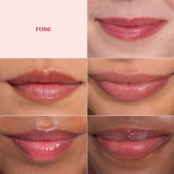 Burt's Bees Lip Tint Balm with Long Lasting 2 in 1 Duo Tinted Balm Formula,Color Infused with Deeply Hydrating Shea Butter for a Natural Looking Buildable Finish,Petal Rose,2 Count (Pack of 8)
